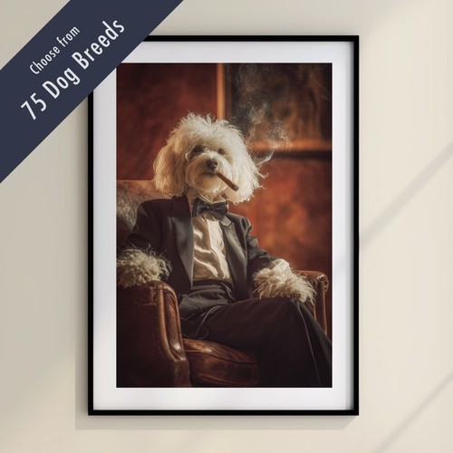 Funny dog smoking cigar print - funny,