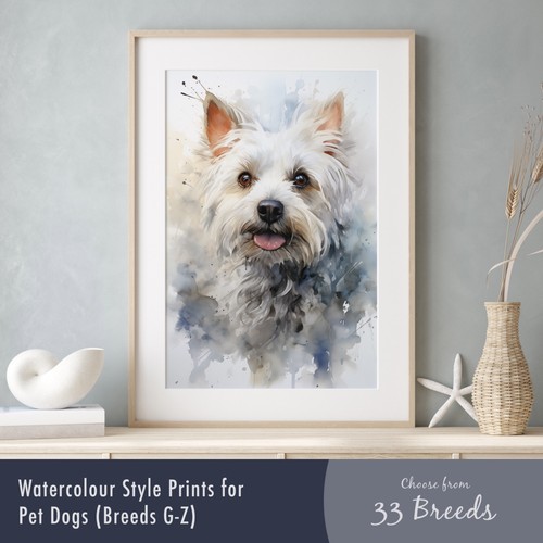 Dog watercolour style - dog, print