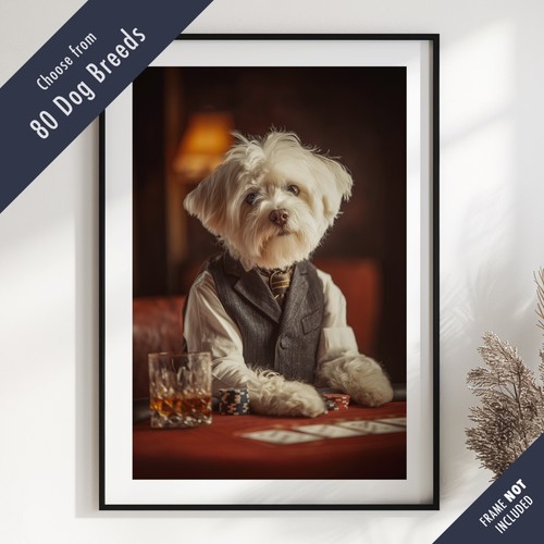 Dog playing poker portrait - poker,