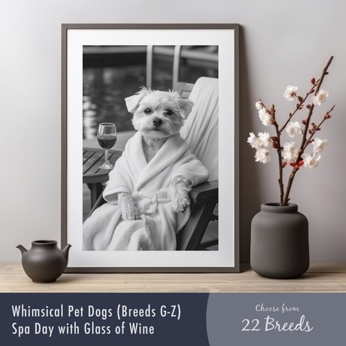 Dog spa day wine - wine, print