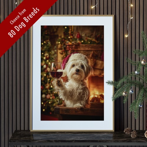 Funny dog christmas wall art - dog,