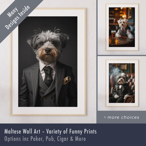 Maltese dog print - maltese, funny