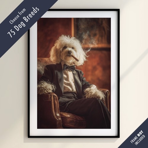 Funny dog smoking cigar print - smoking,