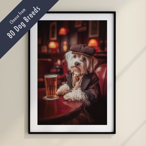 Funny dog drinking beer - beer, at